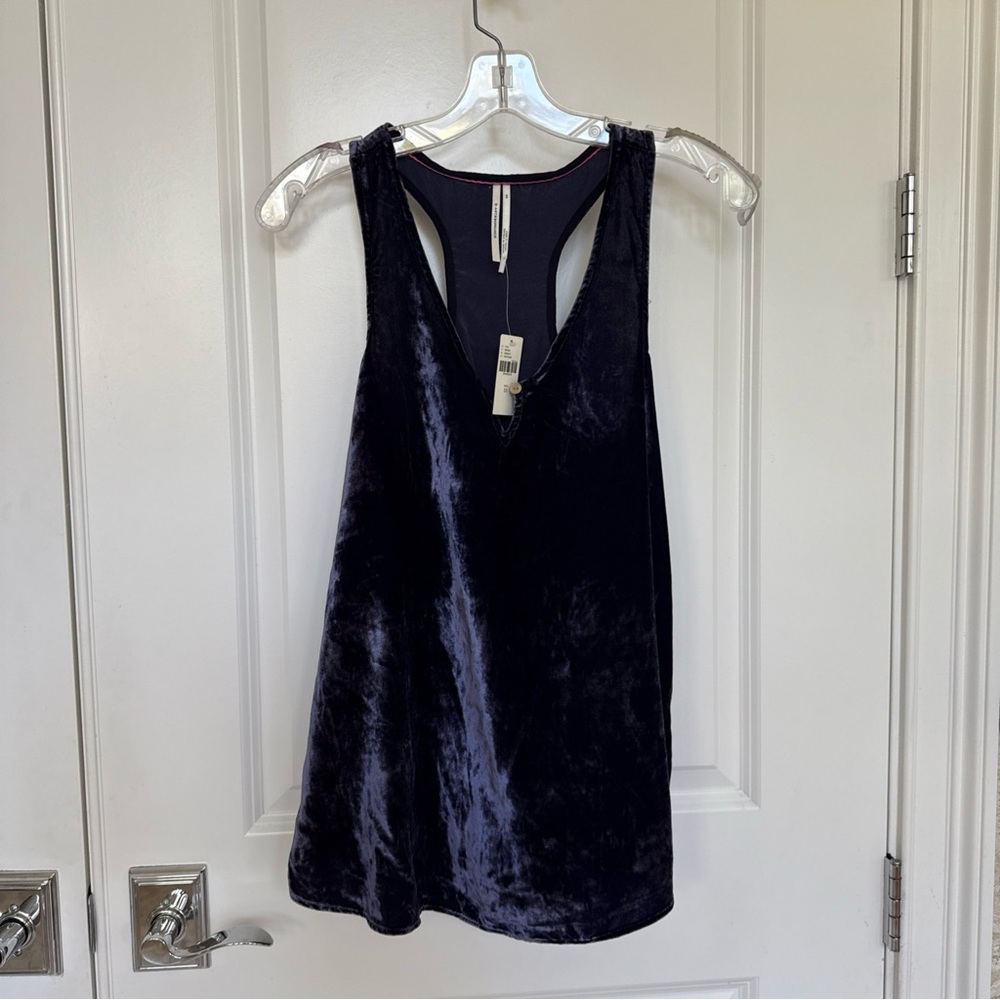 NWT Anthropologie Velvet Sleeveless Top - Indigo. XS